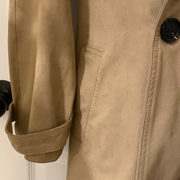 Zara Short Suede Trench Coat - Picture 3 of 9